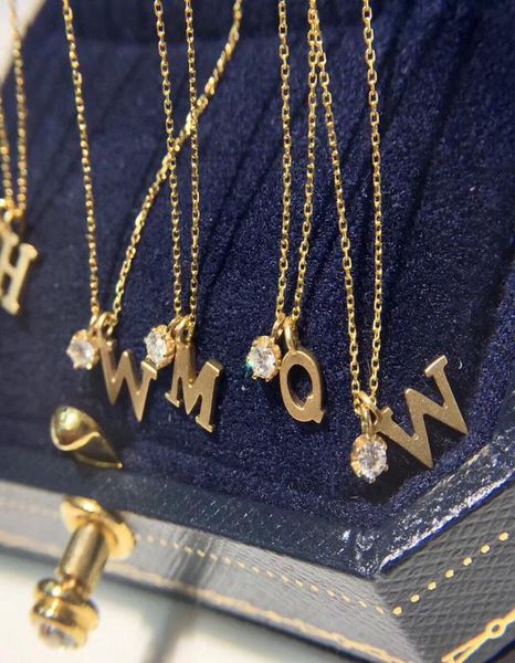 

22090112 women039s jewelry necklace 005ct round diamond 26 letters pendent chocker 4045cm au750 yellow gold8005368, Silver