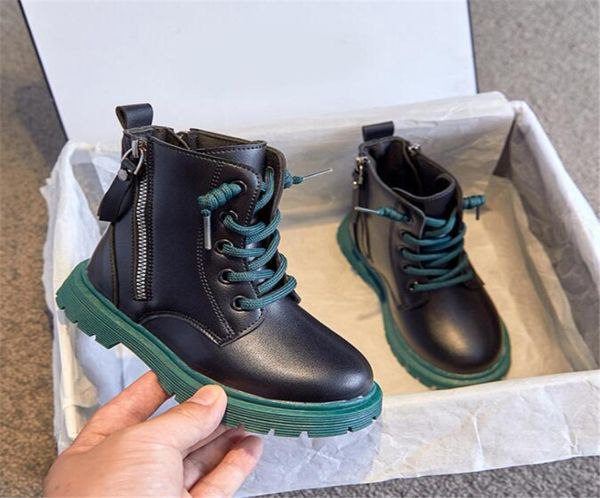 

2021 autumn new children fashion martin boots children casual single boots comfortable breathable children leather boots6552235, Black;grey