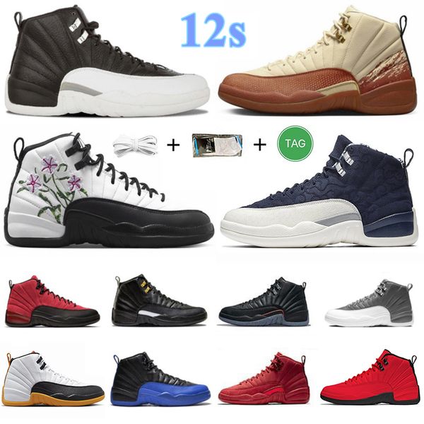 

mens 12 12s basketball shoes field-purple reverse flu game university blue ovo white twist utility men women trains sports sneakers sneaker