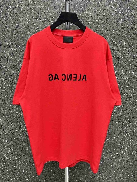 

plush t shirt designer luxury coats balciga b print mirror shortsleeve fixedweave fixeddye fabric os shoulder loose version for t 22axm, Black