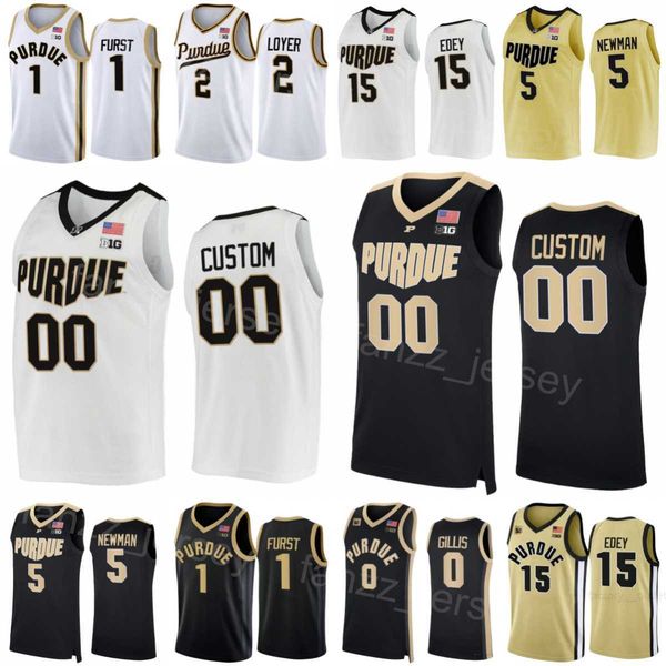 

purdue boilermakers 15 zach edey jerseys college basketball 2 fletcher loyer 3 braden smith 0 mason gillis 5 brandon newman 1 caleb furst st, Black