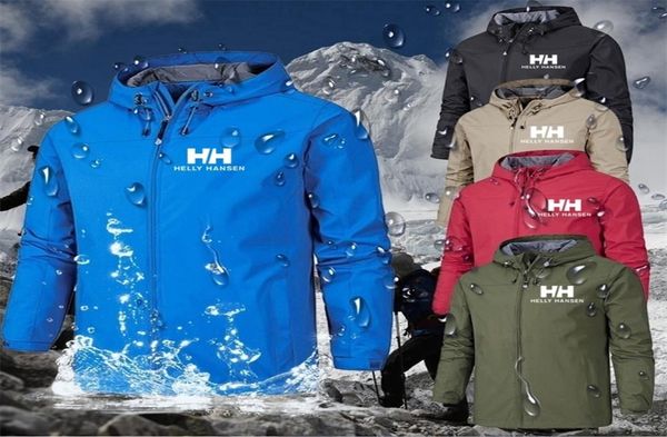 

new outdoor fashion h printing jacket hiking mountain trekking men waterproof autumn windbreaker hoody coat5518276, Black;brown