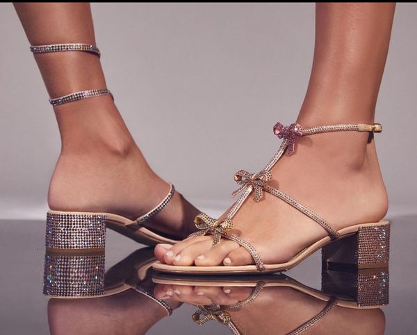 

sandals t strap with bow detailing crystal embellishments ankle strap buckle fastening open toe brand design stiletto heels 230321, Black