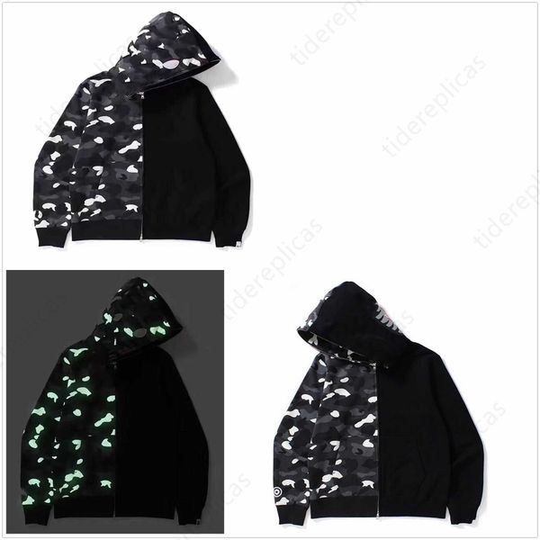 

k94f mens hoodies designer hoodie shark luminous women sweatshirts letters camo hoody oversized cotton zip sweaters hoodys embroidered cardi, Black