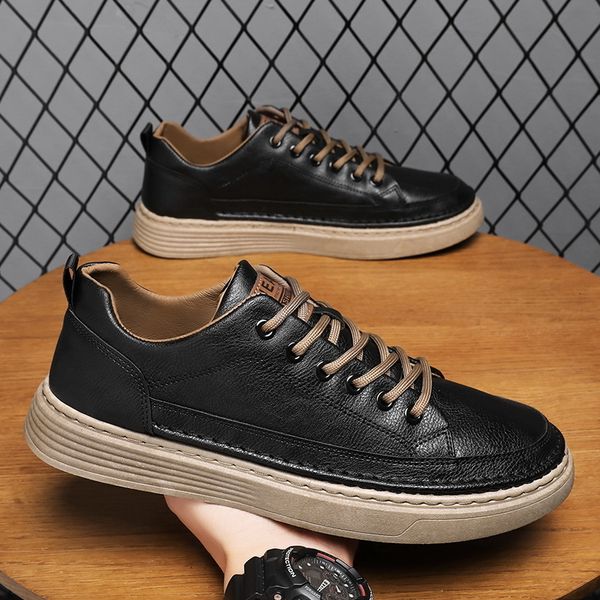 

dress shoes hand sewing microfiber upper mens canvas welt stitching hardwearing sneakers men rubber sole casual 230320, Black