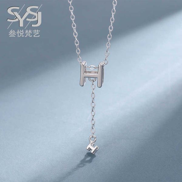 

necklaces strands strings sanyue jewellery s925 silver h letter necklace women's fresh simple pendant light luxury small crowd chain