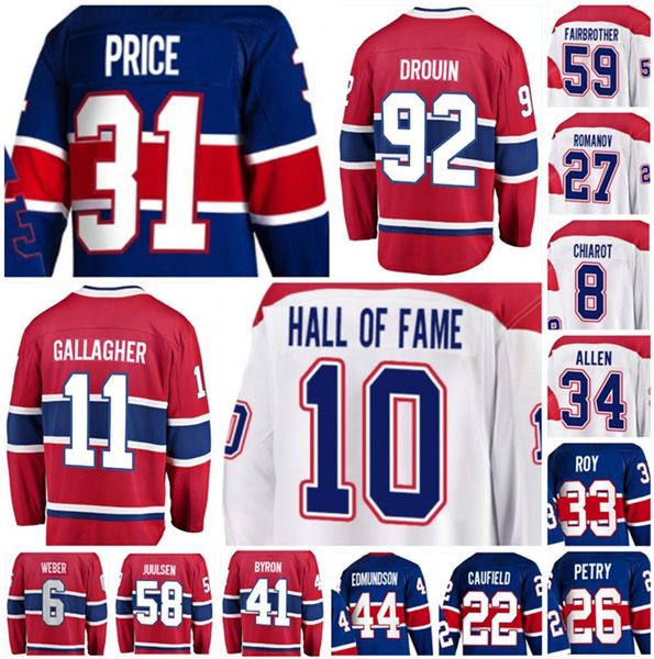 

2022 montreal carey price hockey jersey shea weber cole caufield brendan gallagher josh anderson paul byron ben chiarot drouin mtl custom me, Black;red