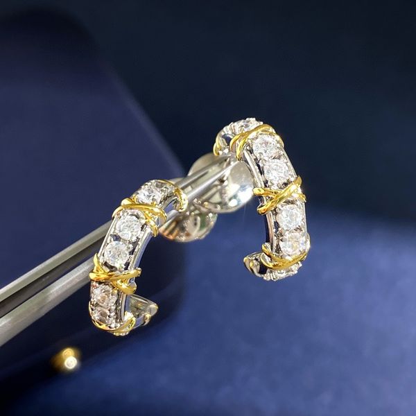

fashion earring (hoop 925 silver luxury designers letters famous women round crystal earring wedding party jewerlry, Golden;silver