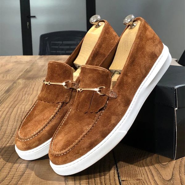 

dress shoes men's vulcanize tassel moccasin brown gray yellow faux suede for men with casual size 38-48 230320, Black