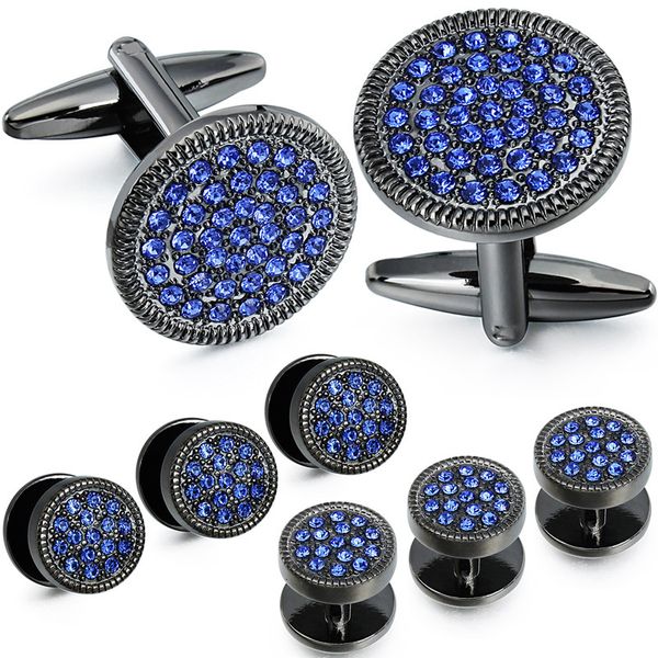 

cuff links hawson crystal links and tuxedo studs for men 8pcsset gun plated set fashion men's shirt jewelry gifts 230320, Silver