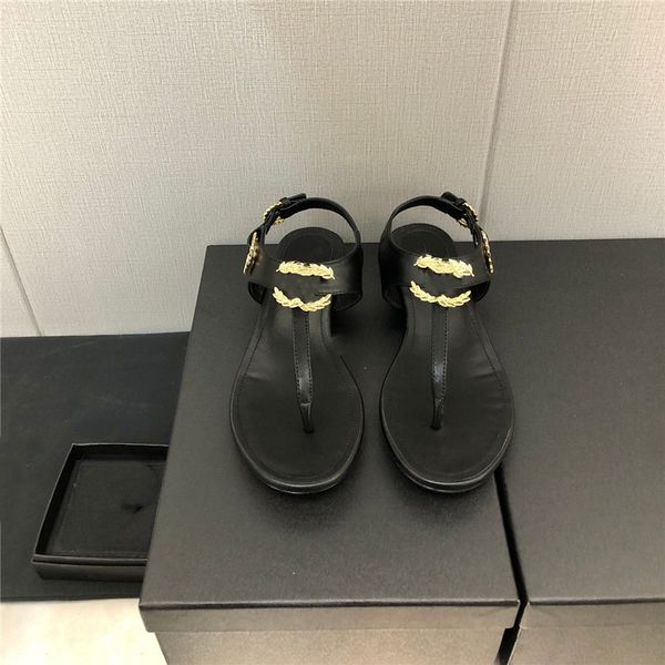 

luxury design sandals 2023 fashion channel women summer high heels leather cross lace up student casual slippers 09-010, Black