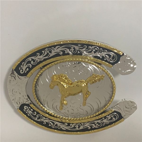 

horseshoe running horse western cowboy belt buckles for fashion men belts accessories, Slivery;black
