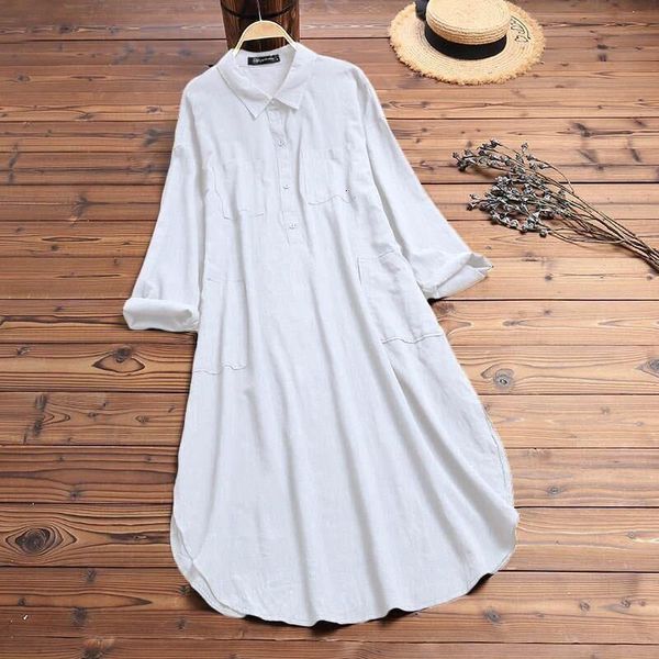 

casual dresses women summer long sleeve shirts fashion turndown collar button long dress elegant shirts dress loose blouse casual oversized, Black;gray