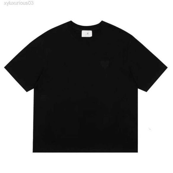 

designers amis paris shirit 2023ss spring classic heart solid color big love round neck short sleeve t-shirt for men and women fs06, White;black