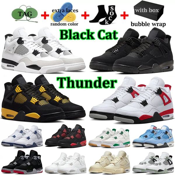 

with box basketball shoes 4 jumpman 4s sneakers military black cat fire red cement thunder sb pine green bred midnight navy seafoam men wome