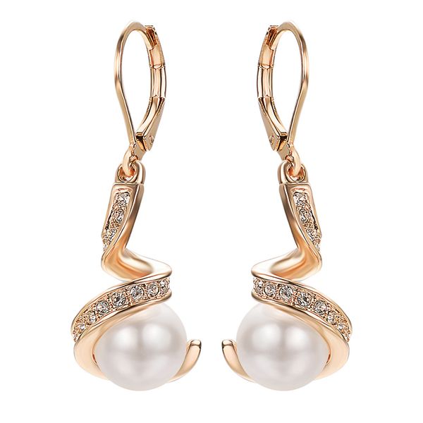 

yoursfs 6 pairs/set leverback hoop earrings for women 18k gold plated faux pearl dangle earring round piercing cz earring jewelry, Golden;silver