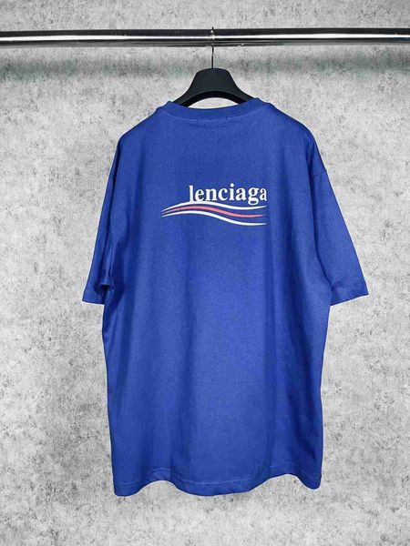 

plush t shirt designer luxury coats balciga correct version fashion rand paris quality b letter coke wave embroidery short sleeve tshirt for, Black