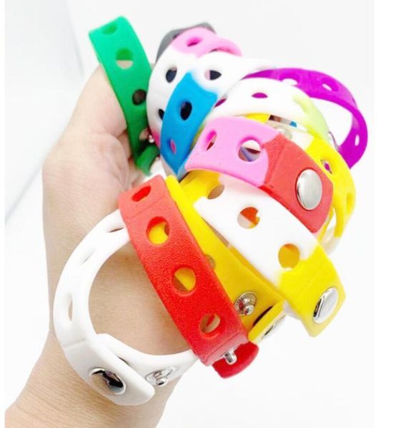 

soft silicone bracelet wristband 1821cm fit shoe croc buckle charm accessory kid party gift fashion jewelry whole8199111, Golden;silver