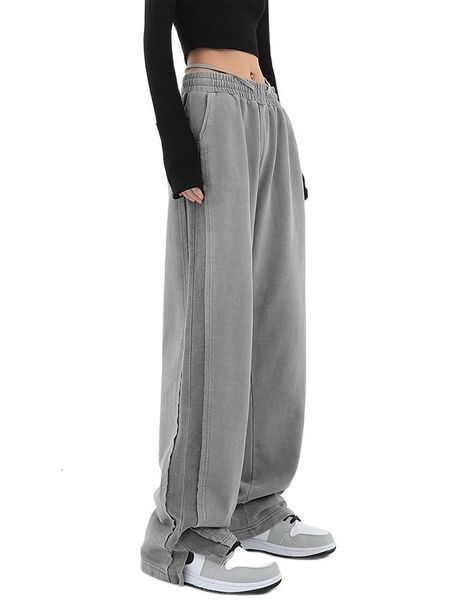 

women's pants capris sportswear women sports pants summer versatile wide leg high waist straight sweatpants streetwear trousers 230321, Black;white