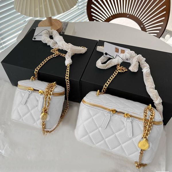 

luxurys women coametic bags mini check makeup handbags purses leather crossbody heart adjustable ball with box