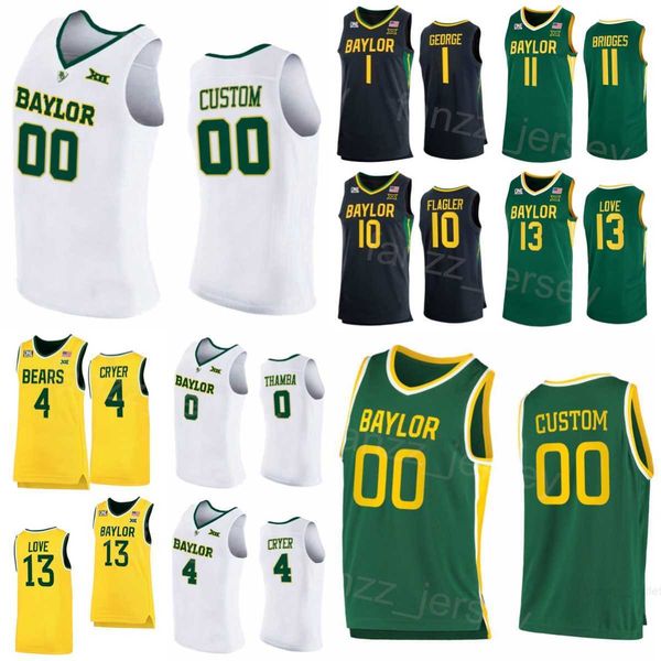

baylor bears 1 keyonte george jerseys college basketball 10 adam flagler 4 lj cryer 11 jalen bridges 13 langston love 23 jonathan tchamwa tc, Black