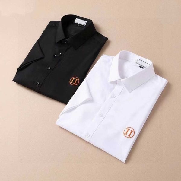 

summer new shirt designer casual shirts letter embroidery short sleeved shirt mens business cardigan t-shirt, White;black