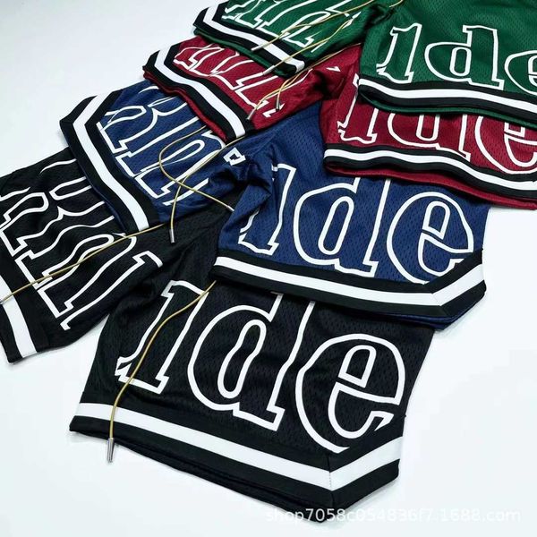 

men's pants rhude mesh letters printed sports pants men's and women's loose casual shorts, Black