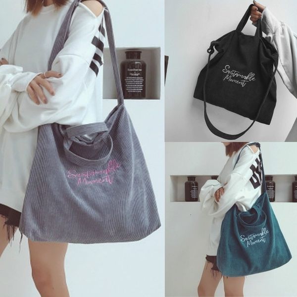 

shopping bag corduroy shoulder handbag casual tote female crossbody ladies vintage messenger s 230321