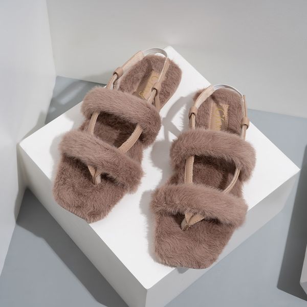 

cotton slippers women thick soled winter home plush herringbone slippers simple solid wool slippers women, Black