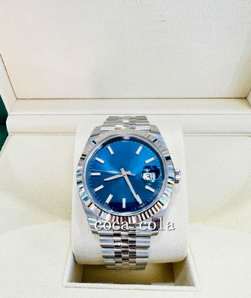

2023 qc check luxury wristwatch 41mm blue dial jubilee 18k white gold bezel watch sapphire steel mechanical automatic movement men's wa, Slivery;brown