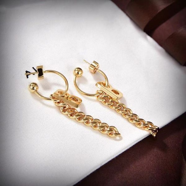 

charm gold lettering and matching chain pendant earrings, Golden