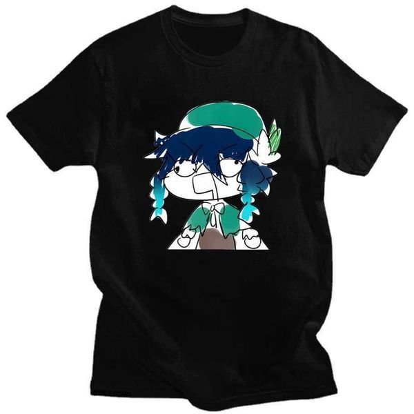 

men's t-shirts genshin impact wendy print round neck pullover t-shirt thin men's and women's short sleeve tshirt, White;black