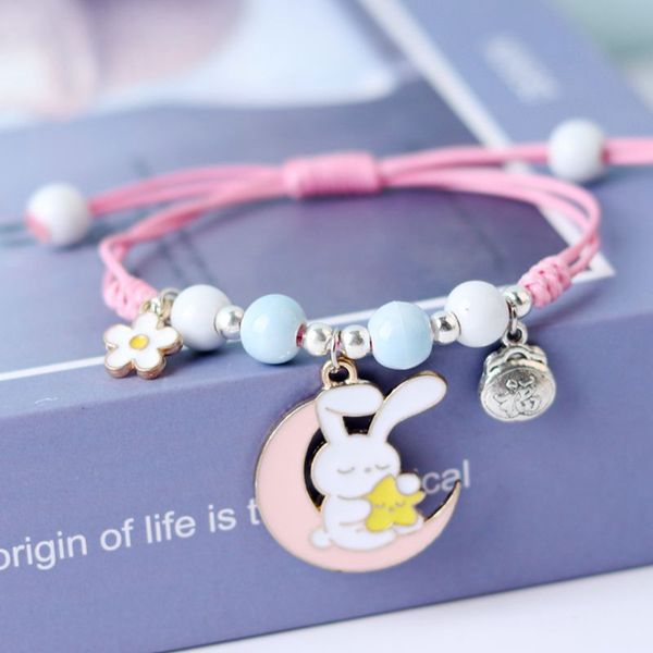 

12pcs fashion lovely cartoon rabbit flower bracelet for students children's friends jewelry gifts, Golden;silver