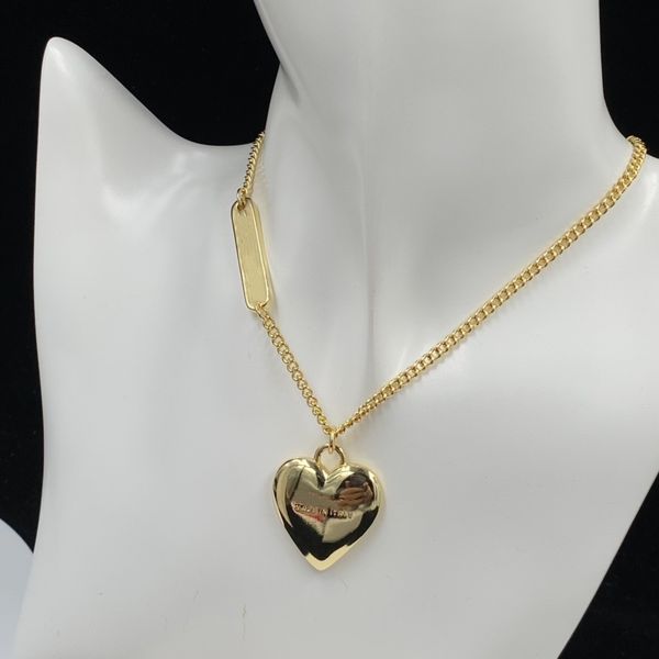 

heart pendant designer jewelry women choker necklace gold color luxury pendants titanium love chain with box, Golden;silver