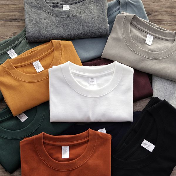 

men's t-shirts high qualtity t-shirt men heavy weight 260g cotton couple simple multi-color round neck bottoming thick white short-slee, White;black