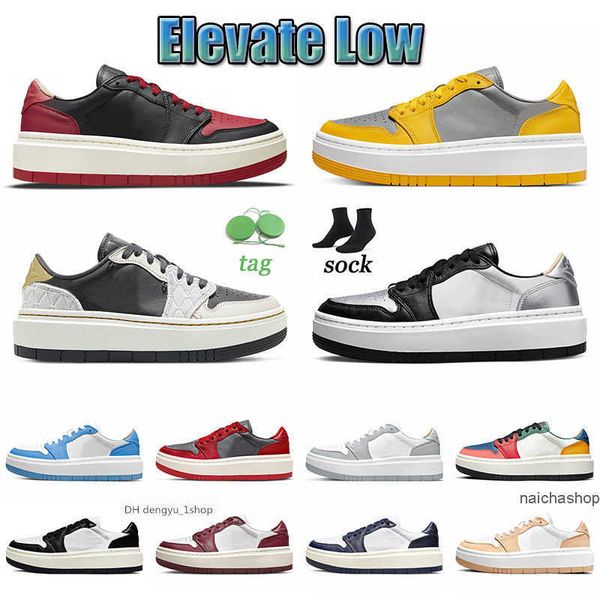 

2022 og women mens 1 low elevate casual designer shoes with socks university blue wolf grey silver toe unlv removable beads air jorden jordo, Black