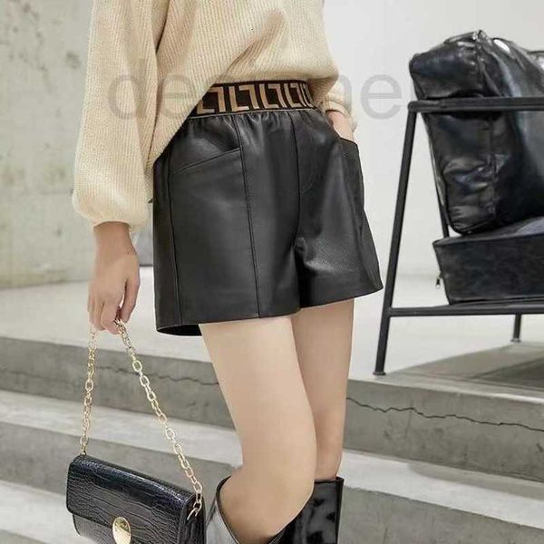 

women's shorts designer pu leather fashion f elastic belt wide leg pants loose spring and autumn a high type waist 3gnu, White;black