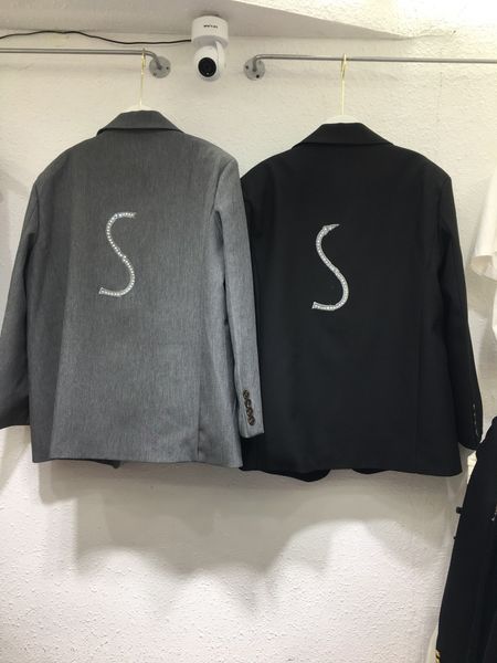 

2023 the latest coat pants design fashion shiny black girls suit jacket slim terno masculine ball party, White;black