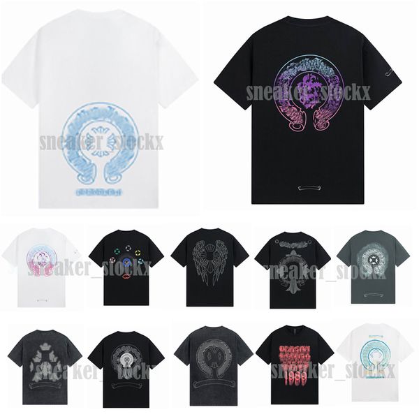 

men's t-shirts 2023 chromes mens fashion ch designers brand letter sanskrit cross pattern sweater t-shirts pullover cotton tshirts comf, White;black