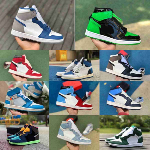 

jumpman sports basketball shoes 1 1s og pine green men women trainer fearless true turbo blue denim black white dark mocha military obsidian