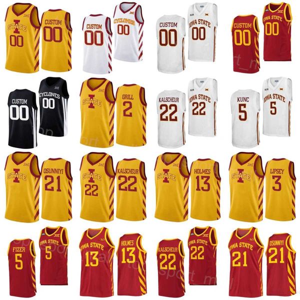 

college basketball iowa state cyclones jerseys 13 jaren holmes 22 gabe kalscheur 2 caleb grill 21 osun osunniyi 5 aljaz kunc 3 tamin lipsey, Black