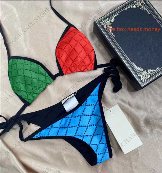 

women three-point swimsuit fashion summer two-piece bikini suits set with letters beach bathing suits swimwear clothing high-quali, White;black