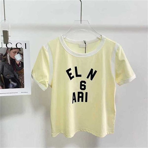 

80% off factory outlet online spring new shoulder contrast t-shirt flocking loose neck high edition, White