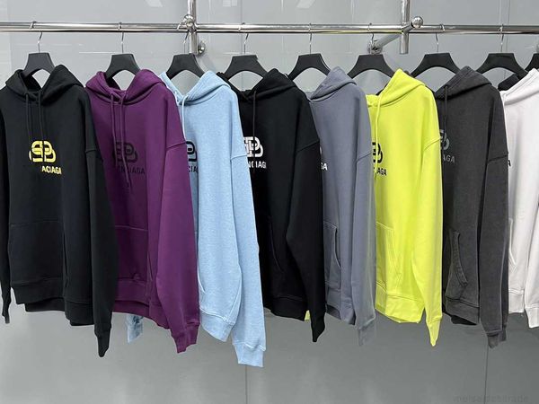 

plush t shirt designer luxury coats balciga b edition paris classic buckle bb print pullover hoodie loose terry men's women's autu, Black