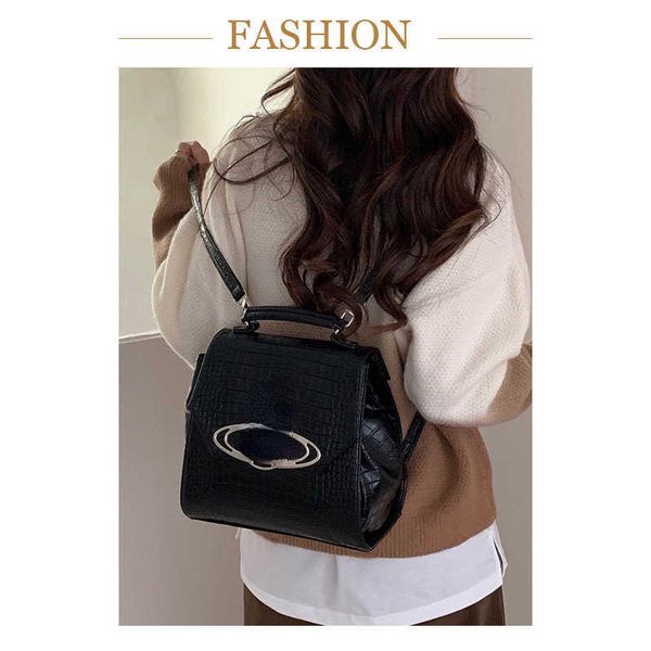 

autumn and winter new crocodile backpack school bag computer travel bag high capacity women's bag 230322