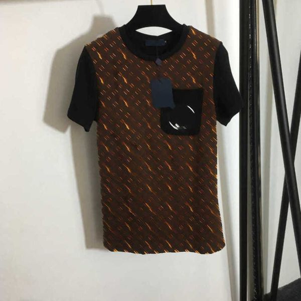 

23ss brand designer women short sleeve t-shirt presbyopia monogram print round neck pure cotton leisure womens clothing a1, White