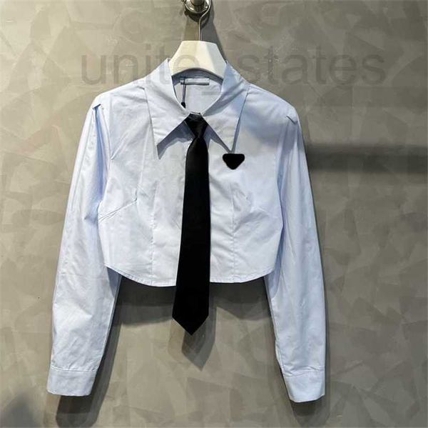 

women's plus size t-shirt popularwomens cropped t white blue long sleeve lapel blouse with tie ins fashion spring summer 9moz, Black