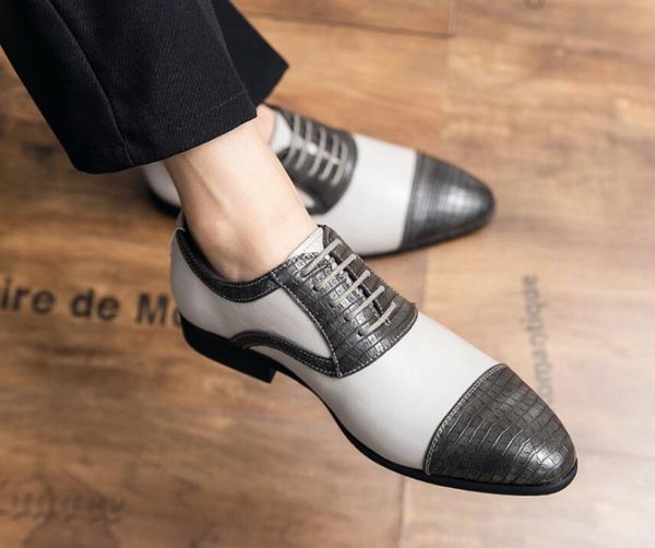 

men genuine leather dress shoes italian business shoes lace up formal wedding elegant party oxford shoe shoess size: eu39-47, Black