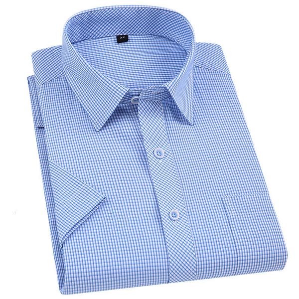 

men's casual shirts men's plaid shirt short sleeve business striped shirt fromal korean slim fit white blue shirt casual office so, White;black
