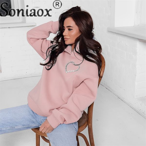 

women s hoodies sweatshirts fashion hollow out backless female autumn winter diamond love decoration thick sweatshirt women street casual lo, Black